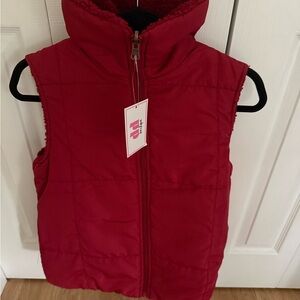 Women's Burgundy Puffer Reversible Vest NWT